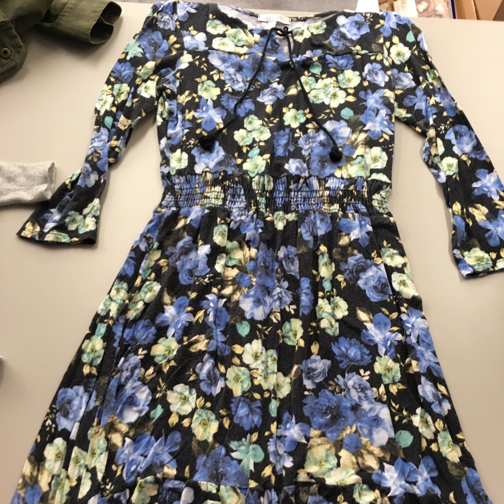 Blue floral jersey dress